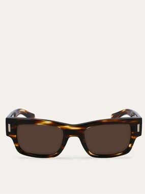New Salvatore Ferragamo SF2011S Brown Stripe Tortoise Rectangular Sunglasses